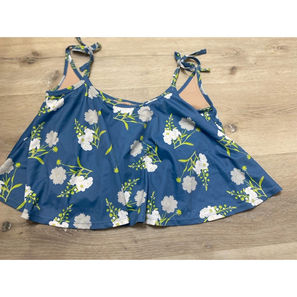 Kortni Jeane Lie Floral Swing Crop Tankini Top Swimwear Women's Size Small